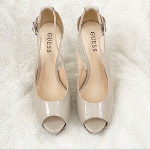 Guess Nude Colored Peep Toe Heels Size 7